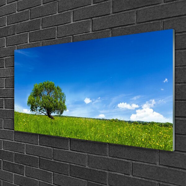 Obraz na skle Tráva strom príroda 100x50 cm 2 Prívesky