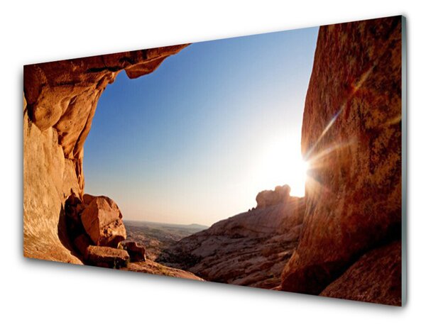 Nástenný panel  Skala slnko krajina 125x50 cm