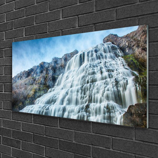 Obraz na skle Vodopád príroda 100x50 cm 2 Prívesky