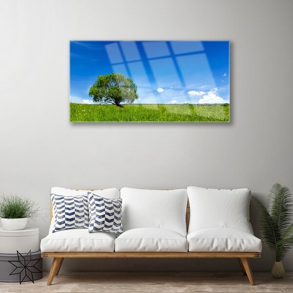 Obraz na skle Tráva strom príroda 100x50 cm 2 Prívesky