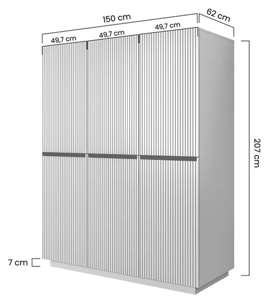 Skriňa Nicole 150 cm na sokli - biely mat / zlaté úchytky