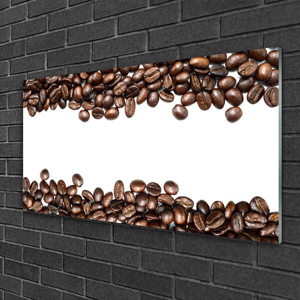 Obraz na skle Káva zrnká kuchyňa 100x50 cm 2 Prívesky