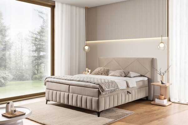 Posteľ Boxspring Wasil 160x200 s úložným priestorom - béžový zamat Element 6