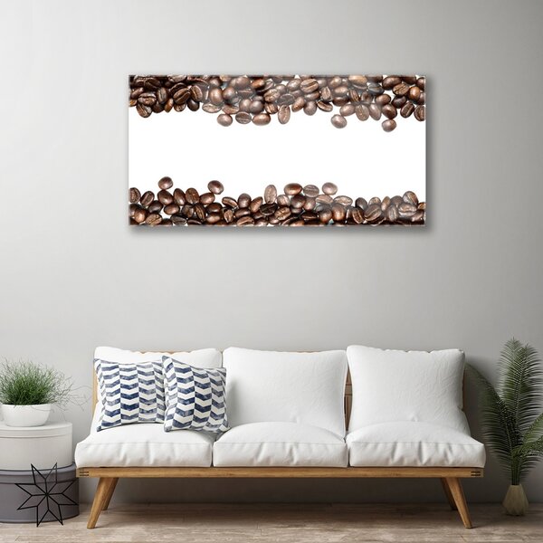 Obraz na skle Káva zrnká kuchyňa 100x50 cm 2 Prívesky