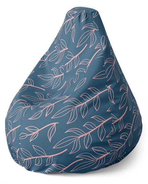Sablio Sedací vak Pear Ružové maľované lístky - 70 x 95 x 15 cm