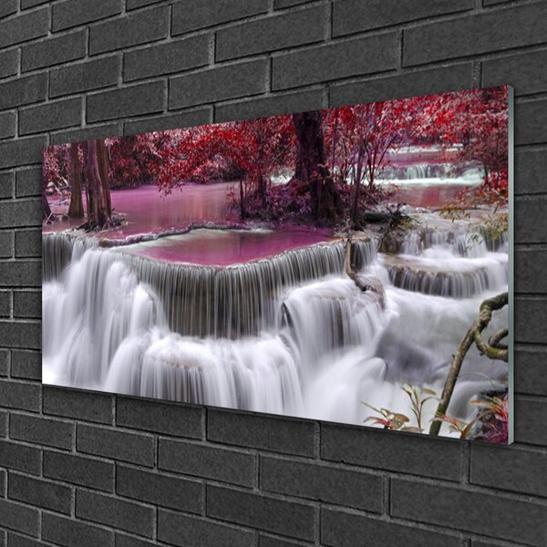 Obraz na skle Vodopád góry príroda 100x50 cm 2 Prívesky