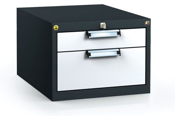 Antistatický závesný ESD box pre pracovné stoly 351 x 480 x 600 mm, 2 zásuvky