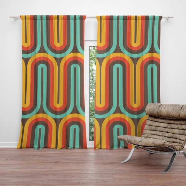Sablio Záves Retro vlny: 2ks 140x250cm