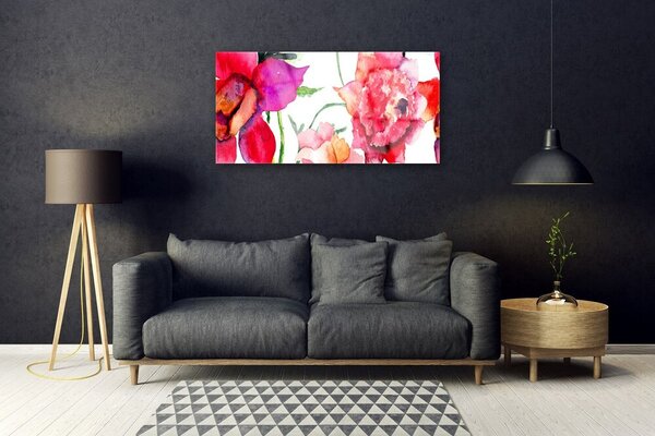 Obraz na skle Kvety umenie 100x50 cm 2 Prívesky