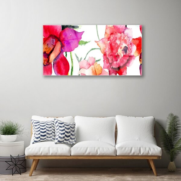 Obraz na skle Kvety umenie 100x50 cm 2 Prívesky