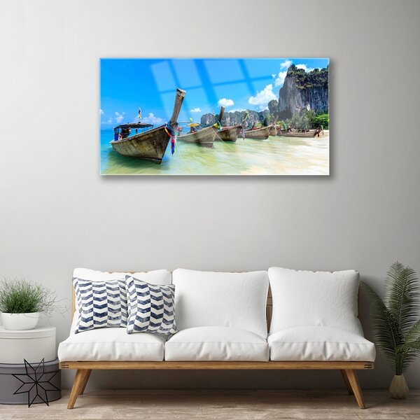 Obraz na skle Loďka more pláž krajina 100x50 cm 2 Prívesky