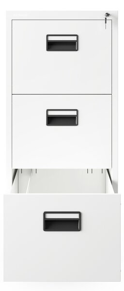 Kovová kartotéka, 3 zásuvky SARA V3, 460 x 1020 x 620 mm, biela