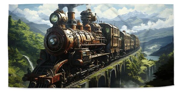 Sablio Uterák Parná lokomotíva na viadukte - 30x50 cm