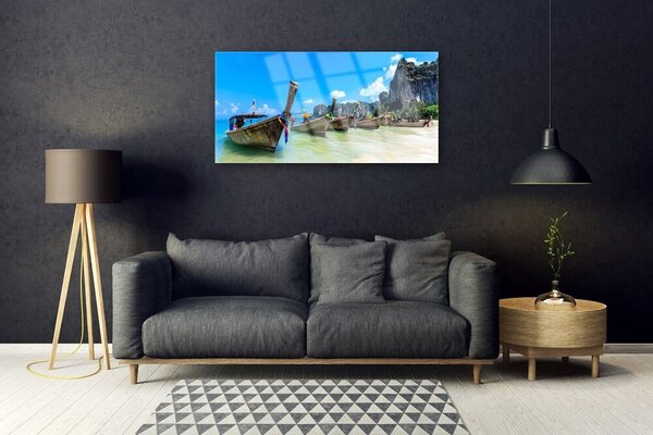 Obraz na skle Loďka more pláž krajina 100x50 cm 2 Prívesky