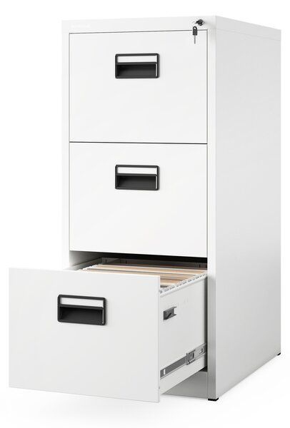 Kovová kartotéka, 3 zásuvky SARA V3, 460 x 1020 x 620 mm, biela