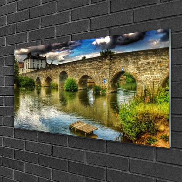 Skleneny obraz Most rieka architektúra 100x50 cm 2 Prívesky