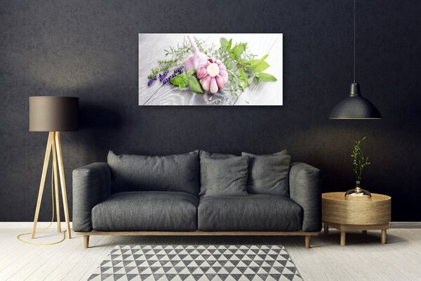 Skleneny obraz Cesnak byliny do kuchyne 100x50 cm 2 Prívesky