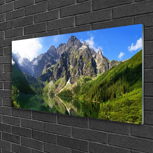 Skleneny obraz Tatry hory morské oko les 100x50 cm 2 Prívesky