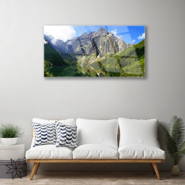 Skleneny obraz Tatry hory morské oko les 100x50 cm 2 Prívesky