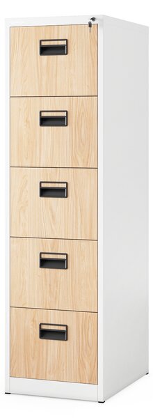 Kovová kartotéka, 5 zásuviek SARA V5, 460 x 1625.5 x 620 mm, Eco Design: biela/ dub sonoma