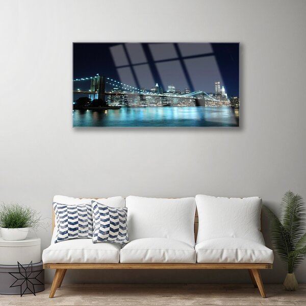 Skleneny obraz Most mesto architektúra noc 100x50 cm 2 Prívesky