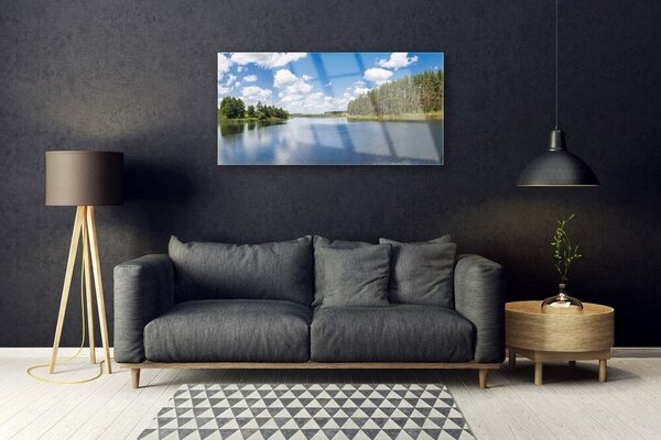 Skleneny obraz Jazero les príroda 100x50 cm 2 Prívesky