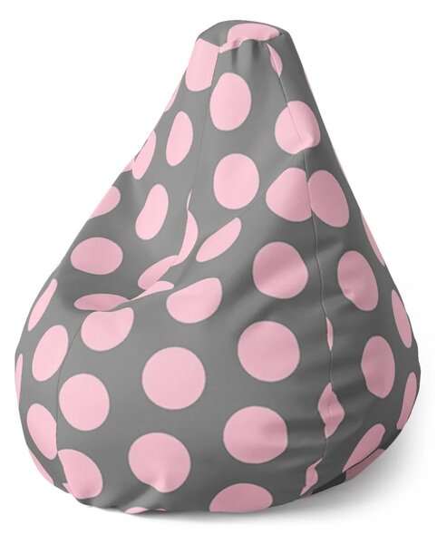 Sablio Sedací vak Pear Veľké ružové bodky - 70 x 95 x 15 cm