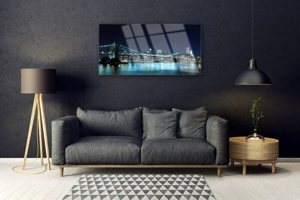 Skleneny obraz Most mesto architektúra noc 100x50 cm 2 Prívesky