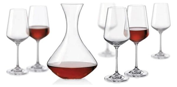Bohemia Crystal Set na víno Sandra (set 1 karafa + 6 pohárov)