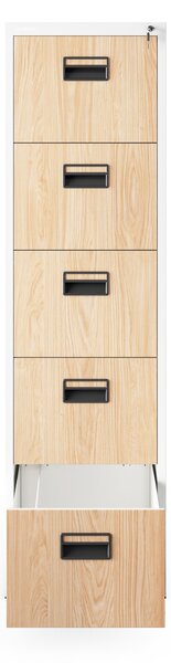 Kovová kartotéka, 5 zásuviek SARA V5, 460 x 1625.5 x 620 mm, Eco Design: biela/ dub sonoma