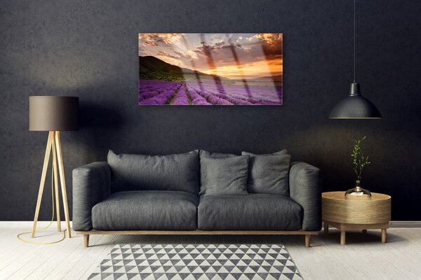 Skleneny obraz Pole levanduľa západ slnka 100x50 cm 2 Prívesky