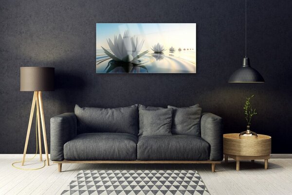 Skleneny obraz Vodné lilie kvety rybník 100x50 cm 2 Prívesky