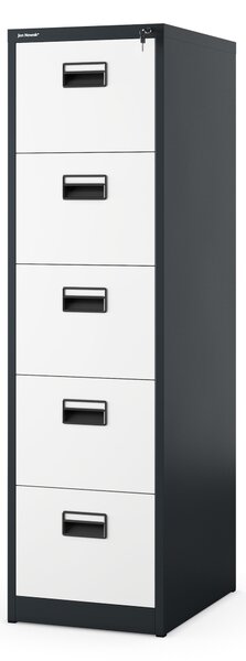 Kovová kartotéka, 5 zásuviek SARA V5, 460 x 1625.5 x 620 mm, antracitovo-biela