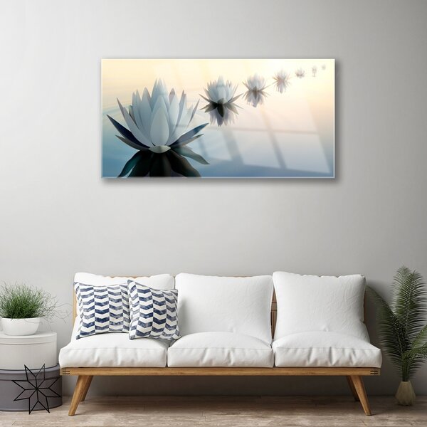 Skleneny obraz Vodné lilie biely lekno 100x50 cm 2 Prívesky