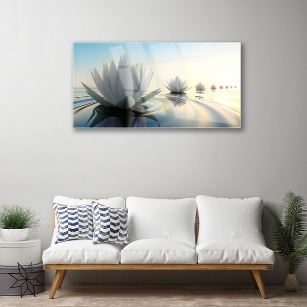 Skleneny obraz Vodné lilie kvety rybník 100x50 cm 2 Prívesky