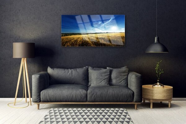 Skleneny obraz Pole obilie slnko krajina 100x50 cm 2 Prívesky