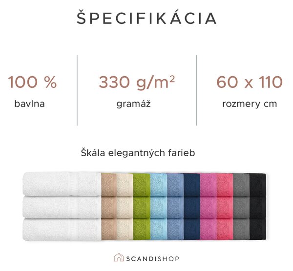 Uterák CLARYSSE ELEGANCE 60x110 cm biely, 100% bavlna