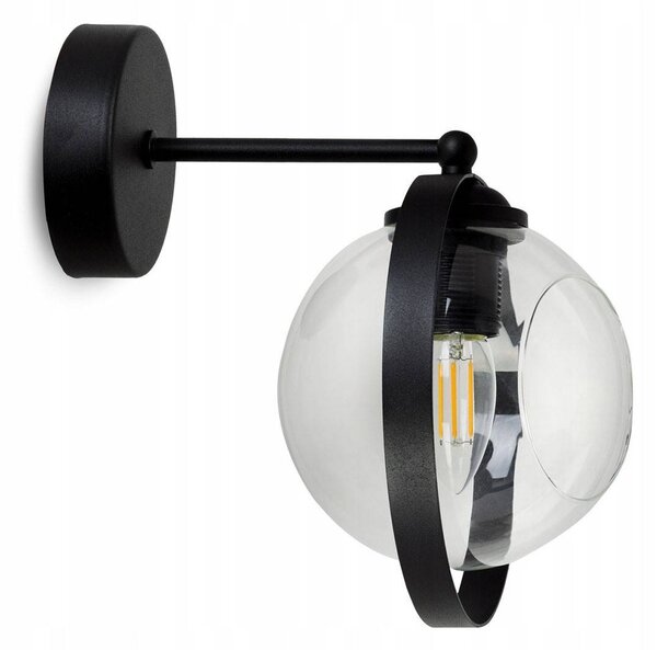 Nástenné svietidlo Ring, 1x transparentné sklenené tienidlo, (výber z 3 farieb uchytenia)