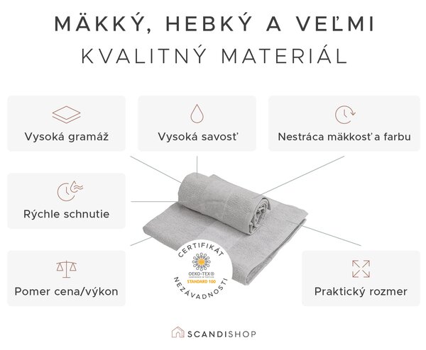 Sada uterákov CARRARA 30x30 cm svetlosivá 100% bavlna, 3 ks