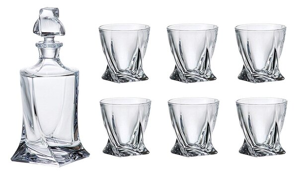 Bohemia Crystal Whisky set Quadro 99999/9/99A44/480 (set 1 karafa + 6 pohárov)
