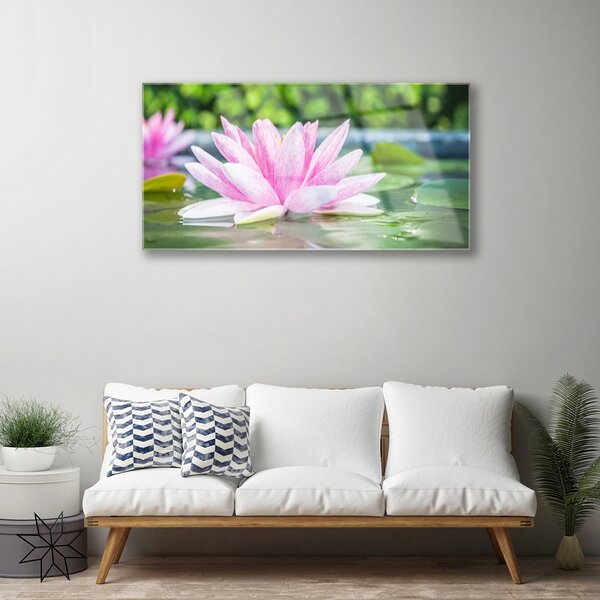 Skleneny obraz Vodné lilie rybník príroda 100x50 cm 2 Prívesky