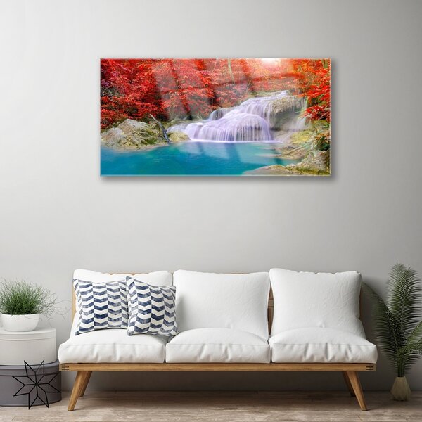 Skleneny obraz Jesenné vodopád les 100x50 cm 2 Prívesky