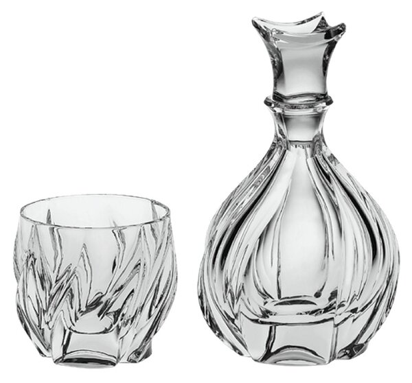 Bohemia Crystal whiskey set Bromelias (1 karafa + 6 pohárov)
