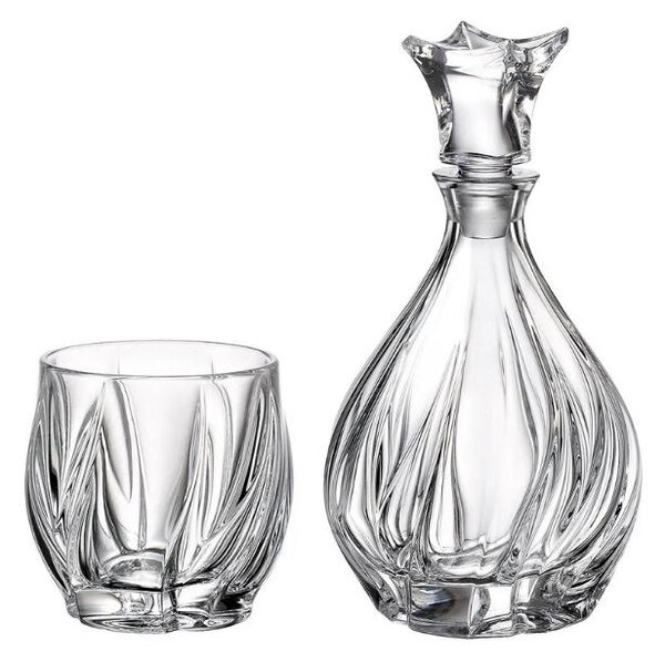 Bohemia Crystal whiskey set Bromelias (1 karafa + 6 pohárov)