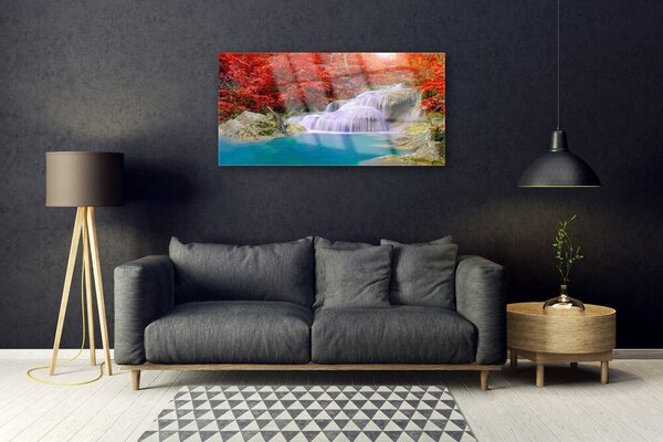 Skleneny obraz Jesenné vodopád les 100x50 cm 2 Prívesky