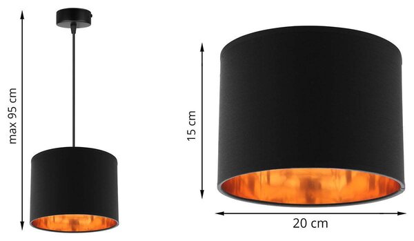 Závesné svietidlo Shade, 1x textilné tienidlo (výber zo 4 farieb), (výber z 3 farieb konštrukcie), (fi 20cm), g