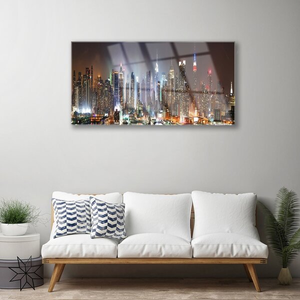 Skleneny obraz Noc mesto new york 100x50 cm 2 Prívesky