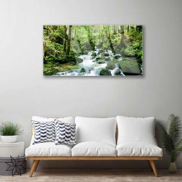 Skleneny obraz Les potok vodopády rieka 100x50 cm 2 Prívesky