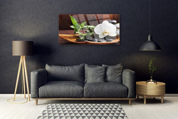 Skleneny obraz Kamene zen biela orchidea 100x50 cm 2 Prívesky