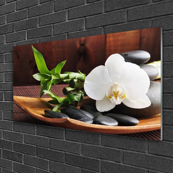Skleneny obraz Kamene zen biela orchidea 100x50 cm 2 Prívesky